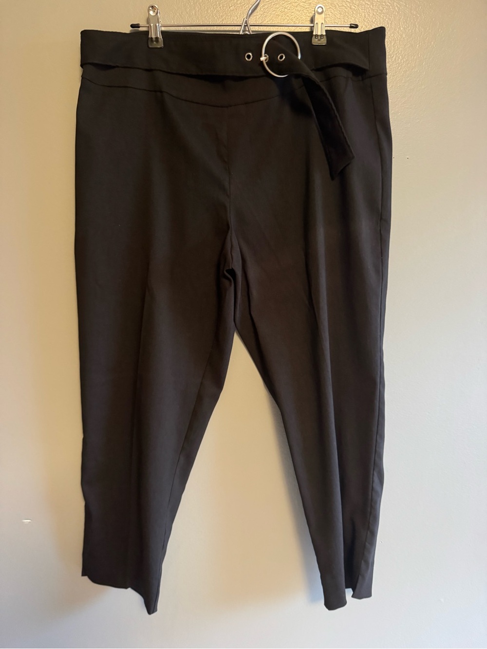 Zac & Rachel Black Tailored Ankle Pants with Ring Belt